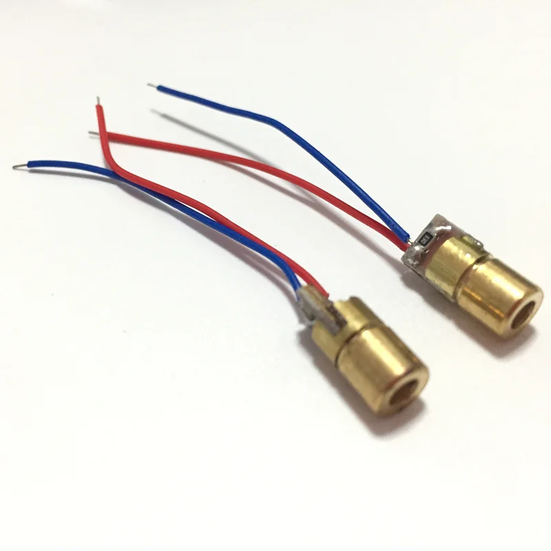 10PCS/lot 3V/5V Laser Head 650nm 6mm 3V 5mW Laser Dot Diode Module Red Copper Head New Hot