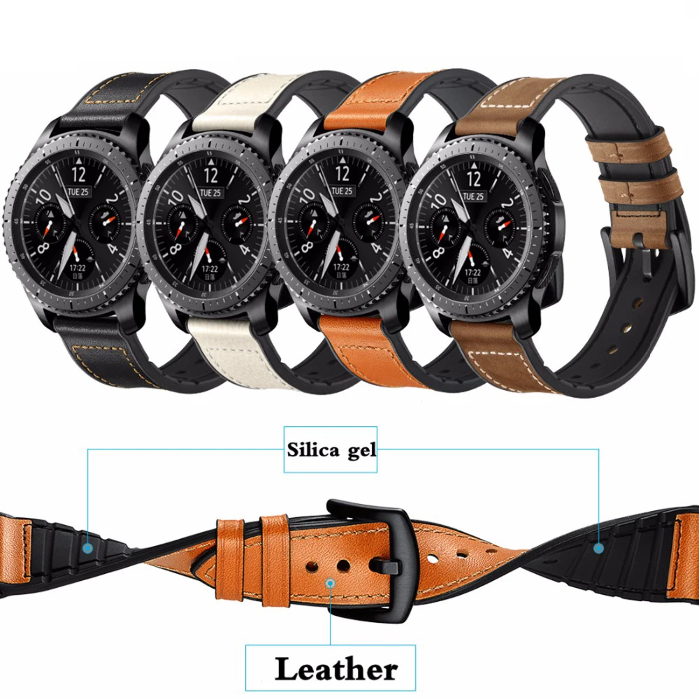 20/22mm band For Samsung Galaxy watch 3 46mm Gear S3 Frontier huawei watch gt 2 strap 42mm Leather bracelet correa belt 41/45mm