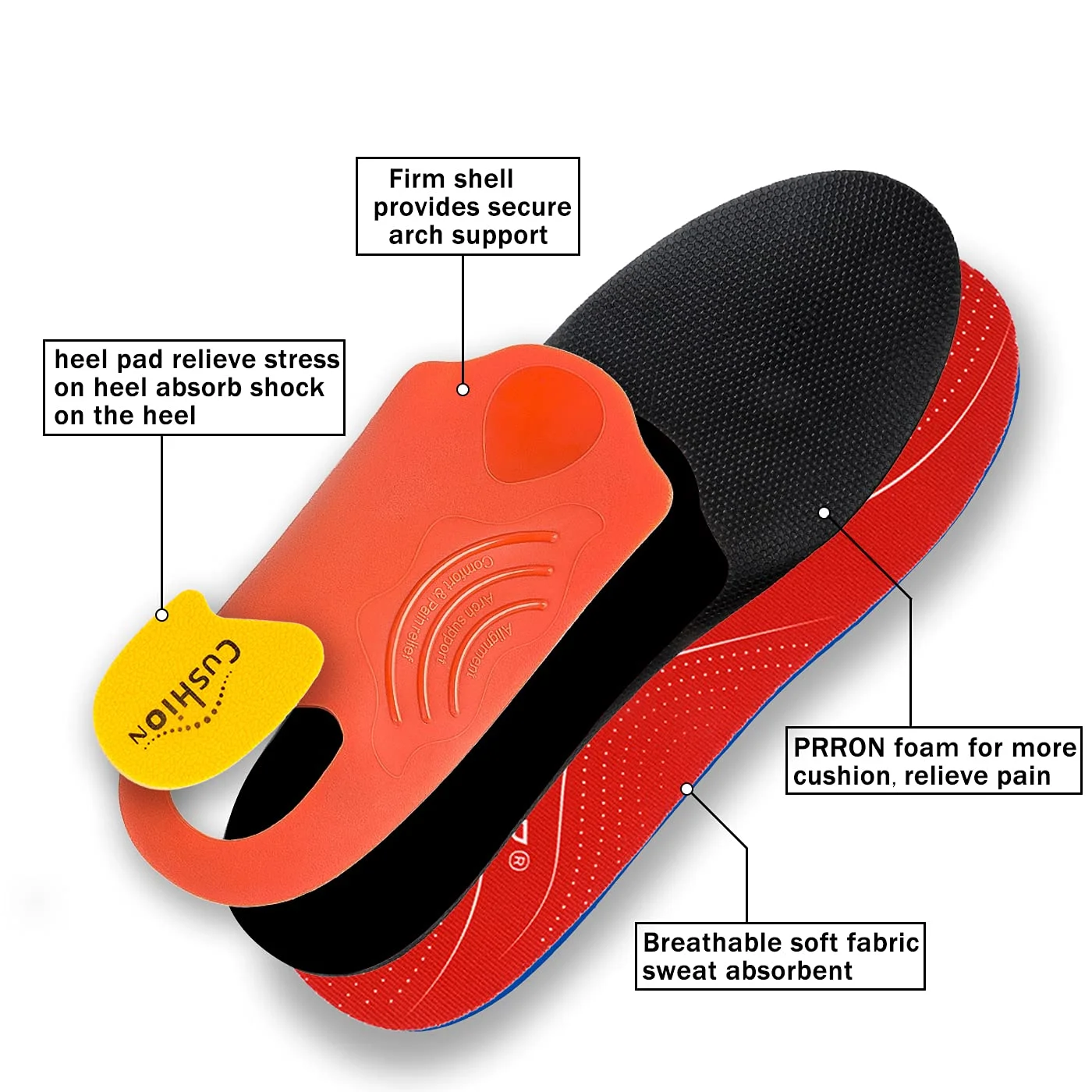 Plantarfasziitis Plattfüße Fußgewölbestütze Orthopädische Einlegesohlen, Herren Damen Fersenschmerzen Orthopädische Einlegesohlen Sneaker Schuheinlagen – Detail 25