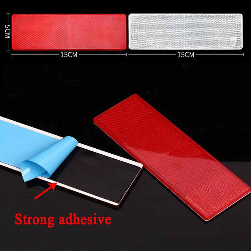 Red and White Plastic Stick-on Car Reflector Sticker Conspicuity Safety Warning Plate Adhesive Reflective For Car Boat