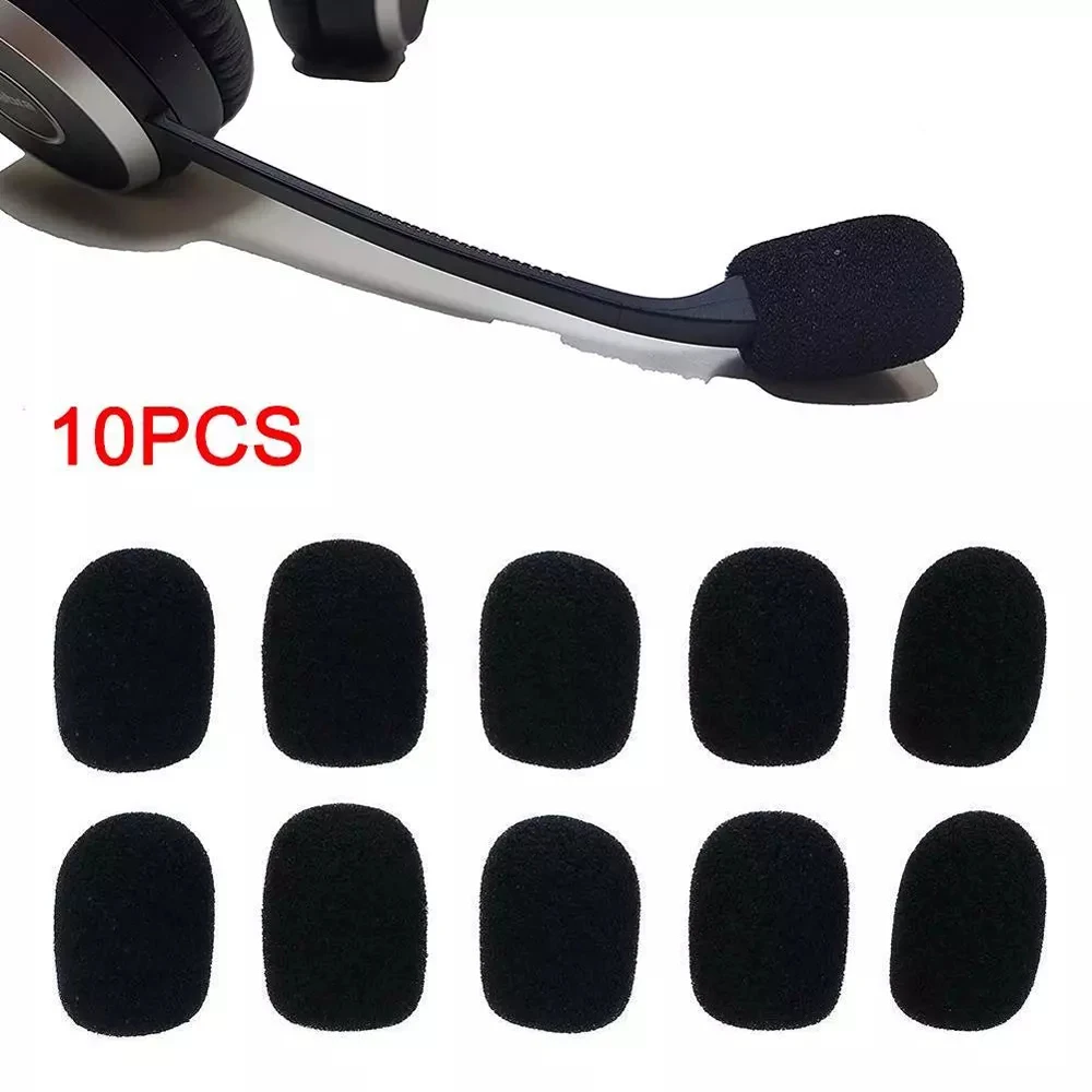 10Pcs Black Mic Protector Replacement Headset Foam Covers Windscreen Windshield Sponge Covers Microphone Cover for Meeting Mic