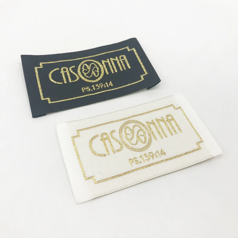 Custom Metal Gold Clothing Labels for Underwear Personalized Shiny Gold Silver Logo Customized Clothes Loop Fold Label for Gift