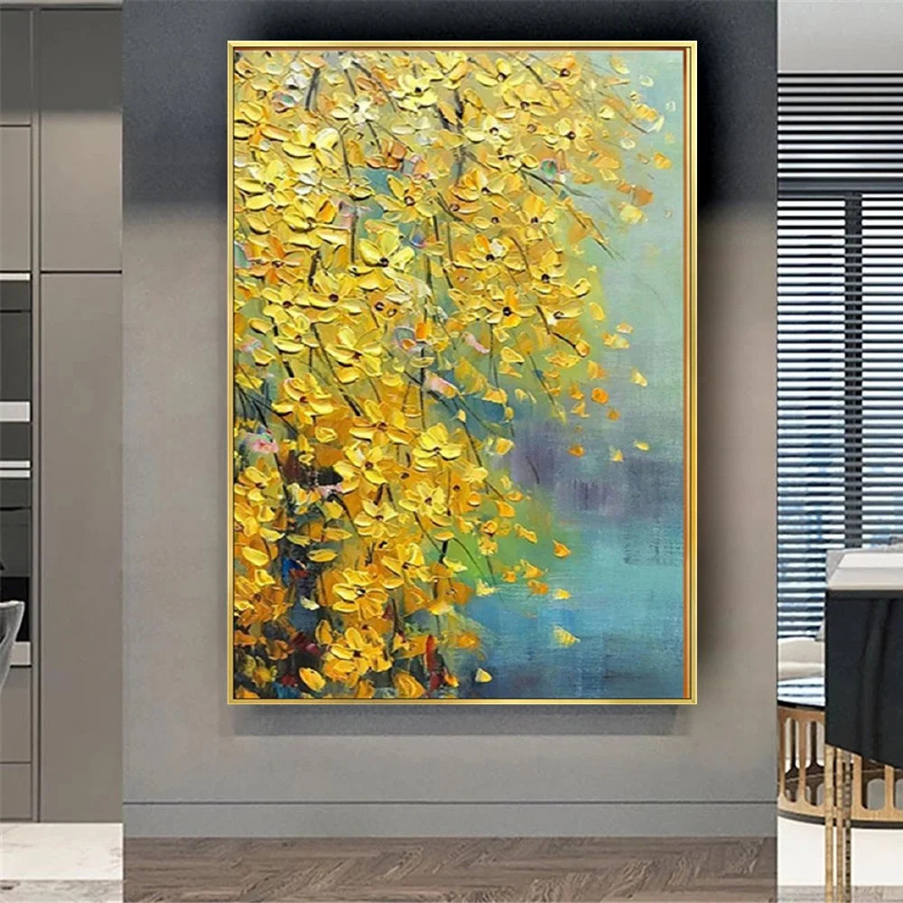 

Modern Palette Knife 3d Texture Flower Tree Canvas Painting Hand Painted Oil Painting Wall Decor Pictures For Living Room Mural