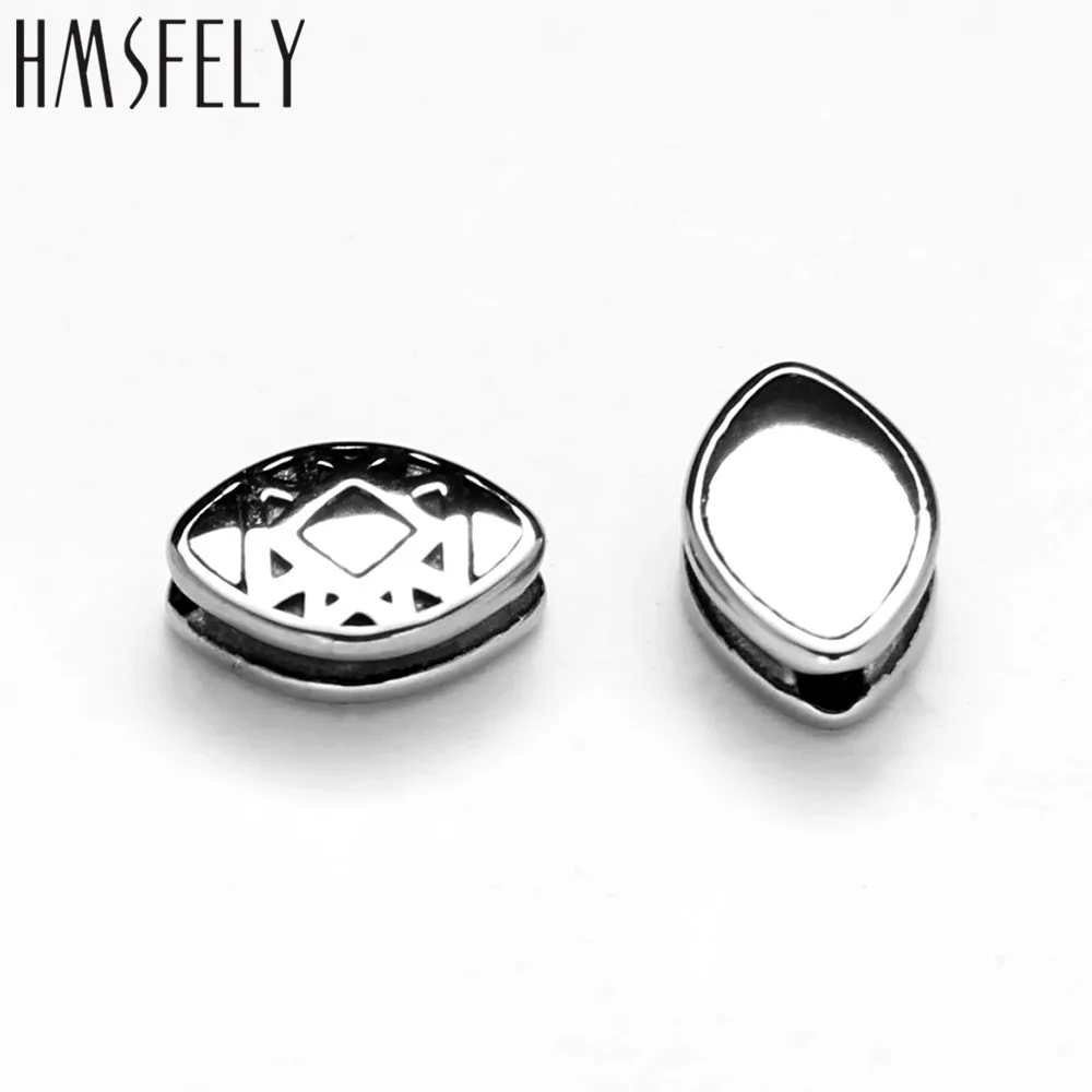 HMSFELY 316L Stainless Steel Eye Shape Beads Accessories For DIY Beaded Bracelet Making Findings 2mm Small Hole Charm Bead 5pcs