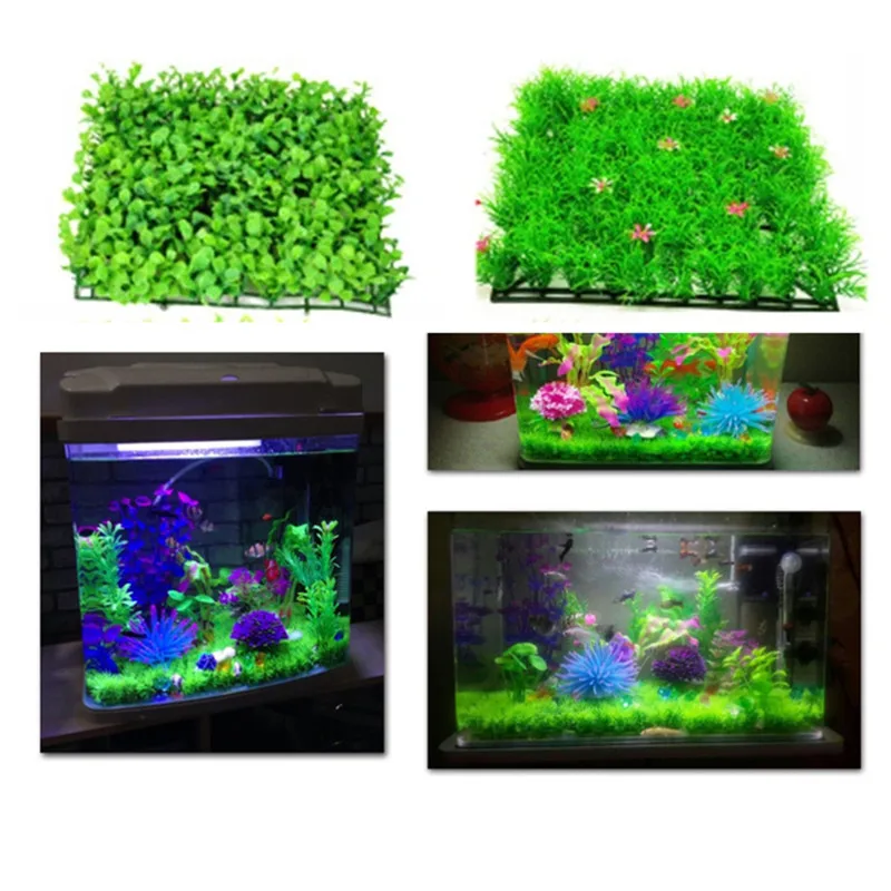 Green Artificial Aquarium Plants, Plastic Lawn, Grass, Ornament, Fish Tank, Landscape Decor