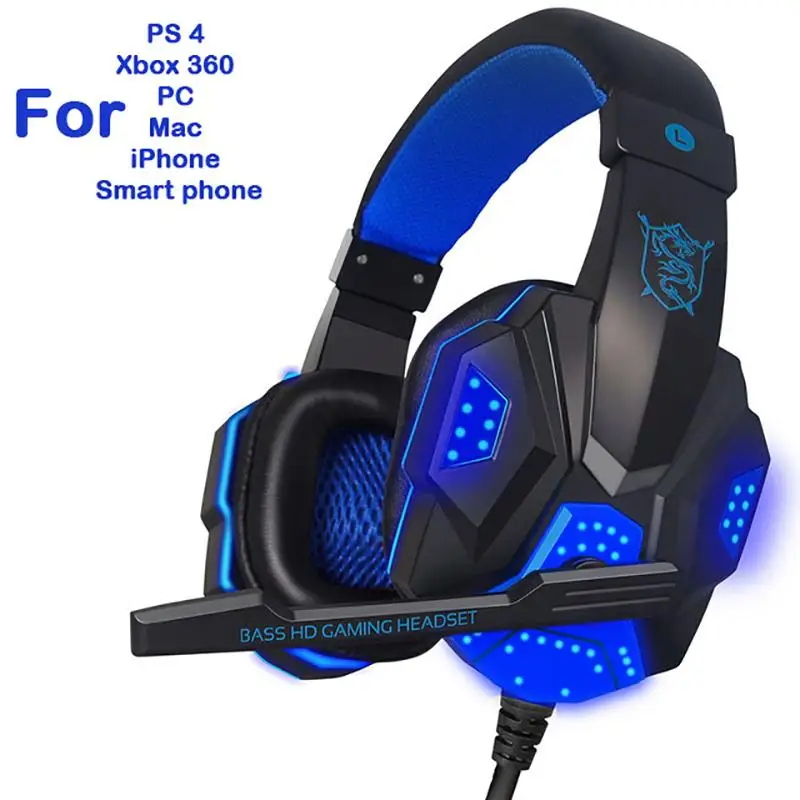 Wired Gaming Headset Headphone For PS4 Xbox One Nintend Switch IPad PC Headset With Microphone Collapsible Adjustable Earphone