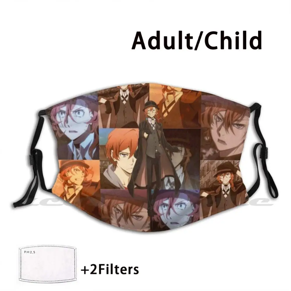 

Chuuya Nakahara-Bungou Stray Dogs Washable Trending Customized Pm2.5 Filter Mask Chuuya Nakahara Bungou Stray Dogs Port Mafia