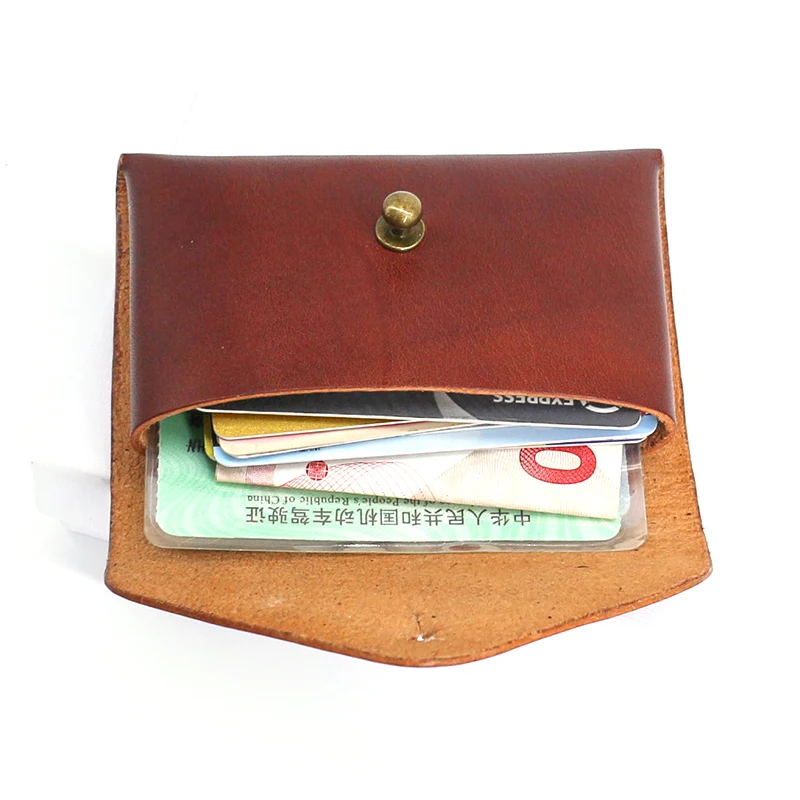 Luxury Credit Card Wallet Cowhide Leather Top Quality Storage Coin Purses Retro Mini Money Bag Business Card Case