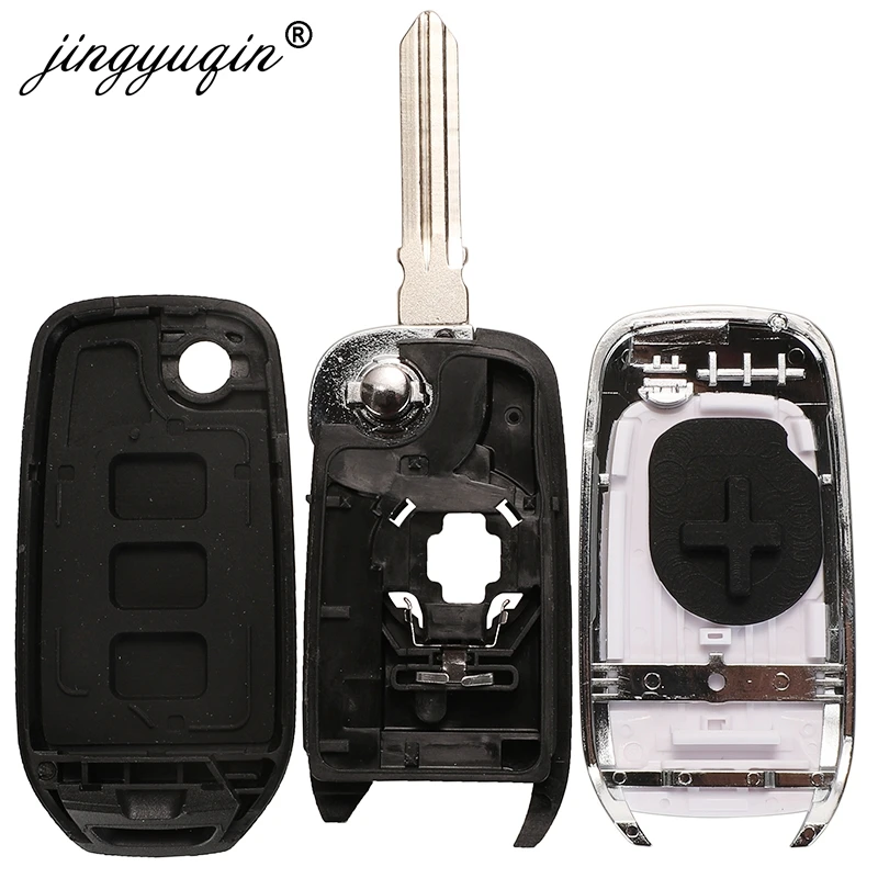 jingyuqing Car Flip Key Case For Renault Kadjar Captur Symbol Kaptur Megane Logan 2013- 2018 3BTN Key Remote Fob Shell Housing