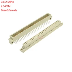 1/2/5pcs din 41612 Connector 2 Rows Plug Header Male Female Through Hole 2X32 64 Pin Pitch 2.54 mm 9001 31641 32641 33641 34641