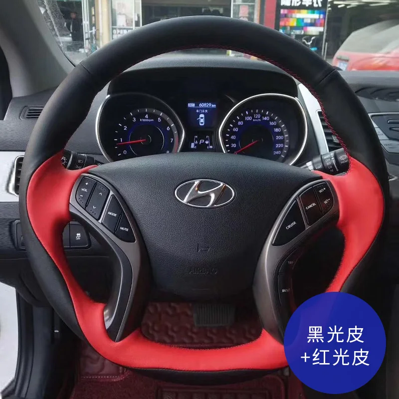 DIY Leather hand sewn steering wheel cover for Hyundai Langdong leading Rena brand ix35 Tucson ix25 Yuedong Yuena Car Accessorie