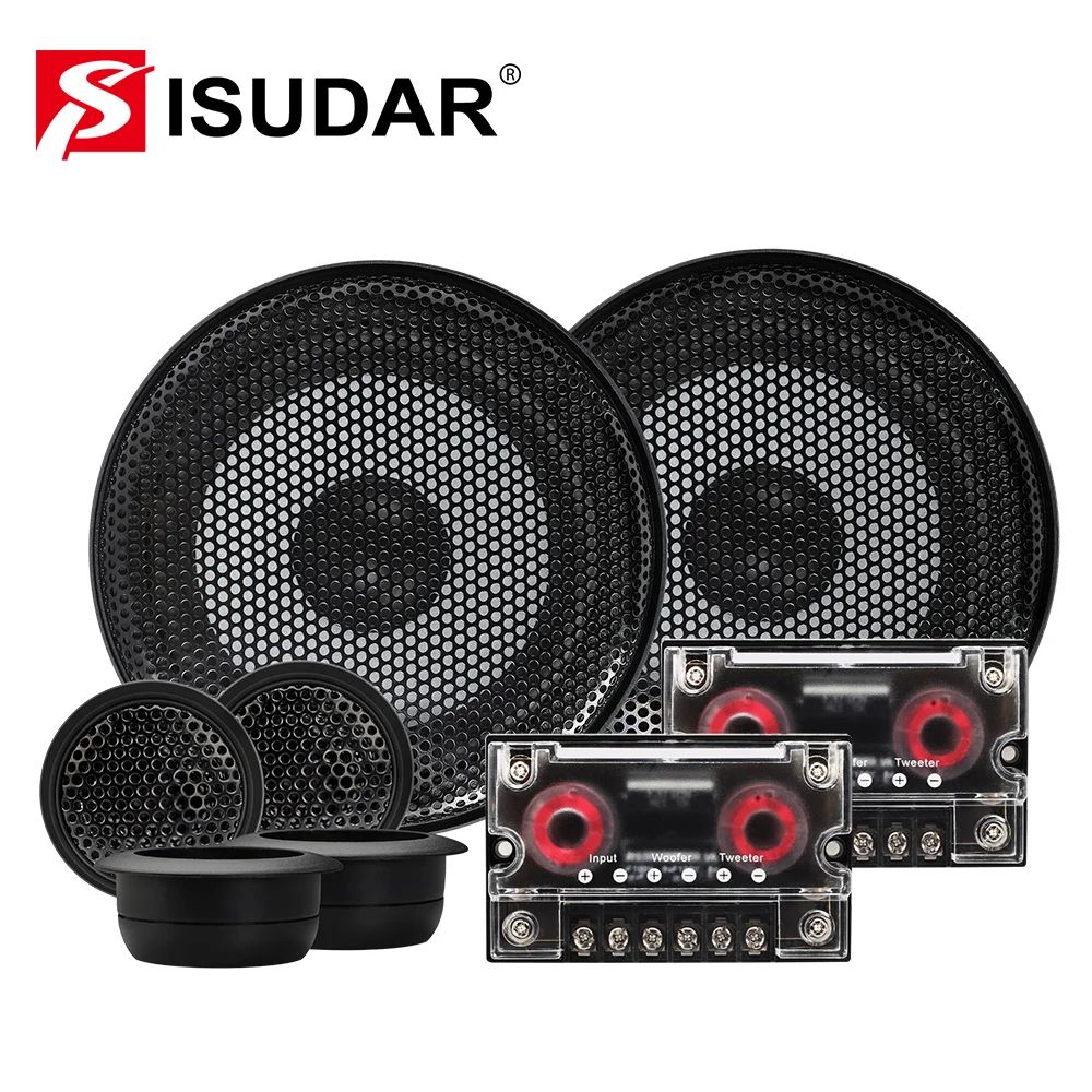 ISUDAR SU601 Car Component Speaker System 6.5 Inch 2 Way Vehicle Door Auto Audio Stereo Speakers Set HiFi With Tweeter Crossover