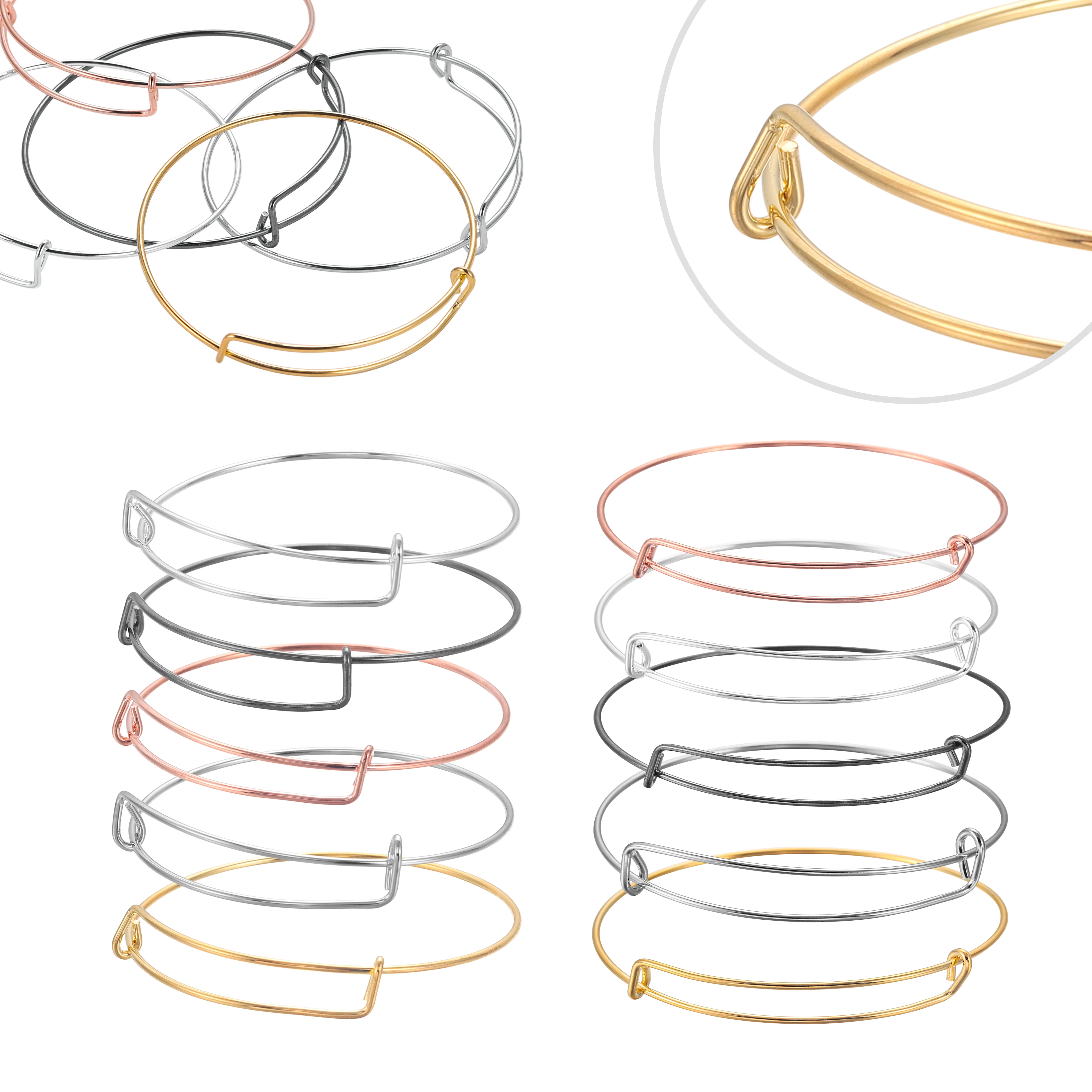 10pcs Adjustable Wire Blank Bangle Bracelet Expandable Bangle Bracelet for Handmade Jewelry DIY Bracelet Making Accessories