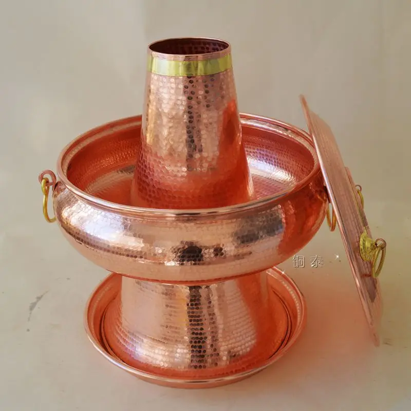 Pure Copper Hot Pot Handmade Thick Home Restaurant Use With Lid