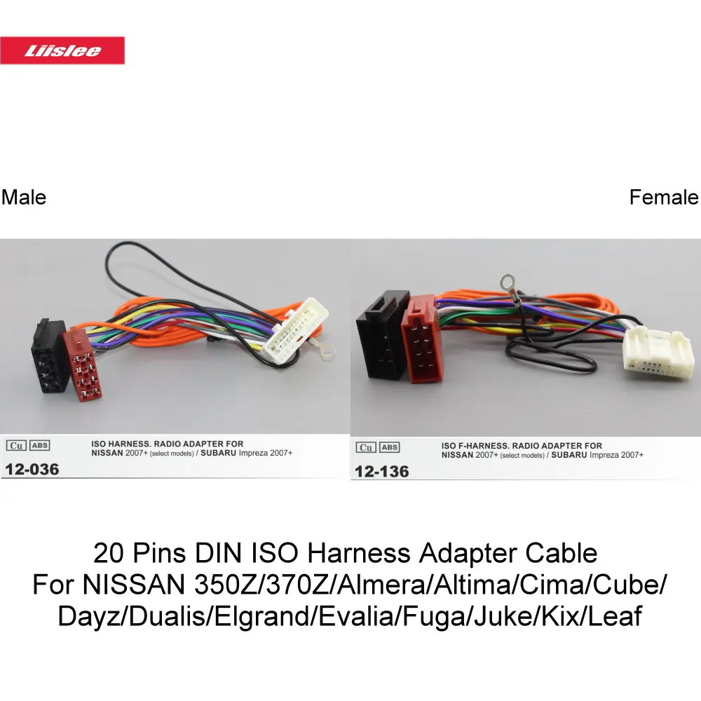 

20 Pins DIN ISO Harness Adapter Cable For NISSAN 350Z/370Z/Almera/Altima/Cima/Cube/Dayz/Dualis/Elgrand/Evalia/Fuga/Juke/Kix/Leaf