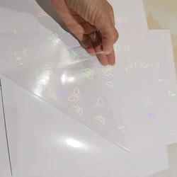 Cinta adhesiva holográfica de papel de mariposa pequeña, laminación trasera en papel de plástico, 50 hojas, 210x297 MM, tarjeta de Color para paquete DIY