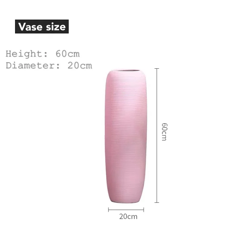 

Floor Vase Pink Large Ceramic Handmade Living Room Bedroom Porch Simple Decoration All-Match Ornaments Creativity