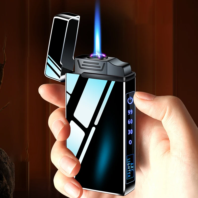 Inflatable Gas Lighter, Windproof Jet Torch, USB Charging, Double Use Arc Cigarette, Two Way Lighter, Personalized Gift for Men