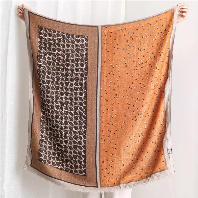 Luxury Autumn winter women sarf Multicolor print quality cotton material scarves Fashion tourism seaside sunscreen shawl