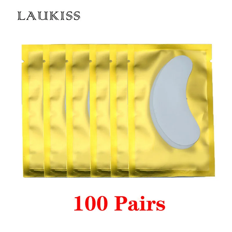 

100Pairs Eye Patches Under Eyelash Pads for Building Hydrogel Paper Patches Lint Free Stickers for False Eyelashes LAUKISS