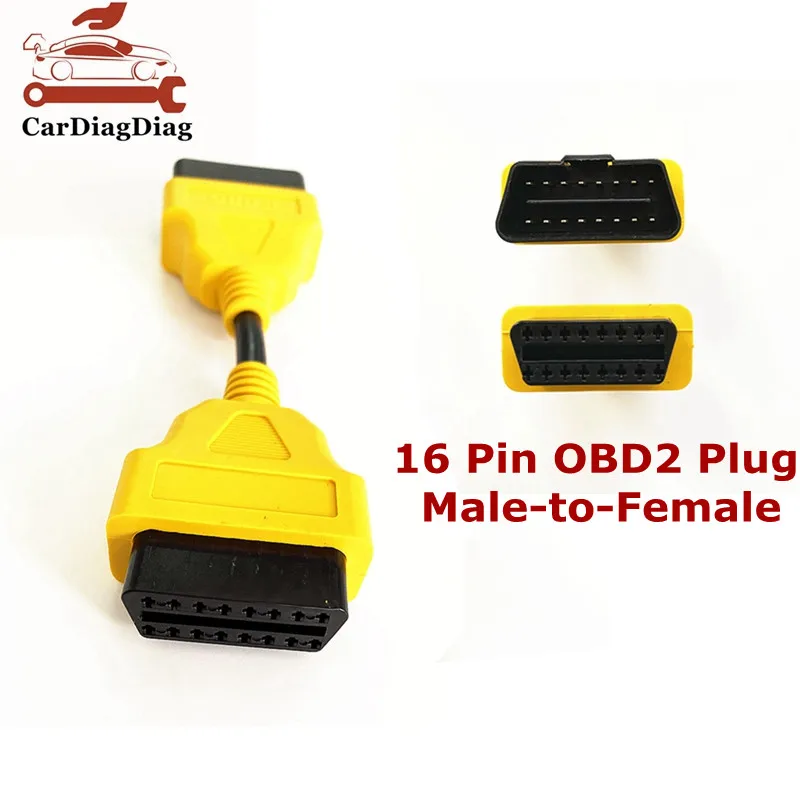 OBD2 Extension Cable 13CM Yellow Male-to-Female Interface Easy to Use 16-Pin OBD II Plug Best Extension Adapter Cable Connector