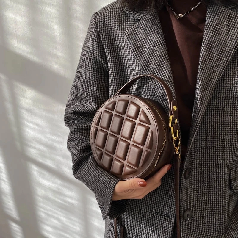 

Small Checkered Round Luxury Brand Bags for Women 2022 Female Handbags Shoulder Ladies PU Leather Vintage Crossbody Purses