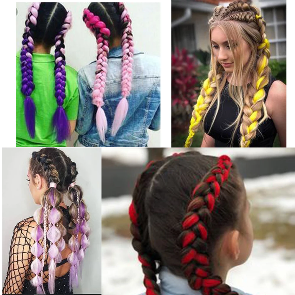 NC Synthetic Wigs Colorful Braids Wigs Gradient Cosplay Wigs Fluffy Supple Hip Hop Dirty Braids Braided Colorful Braids