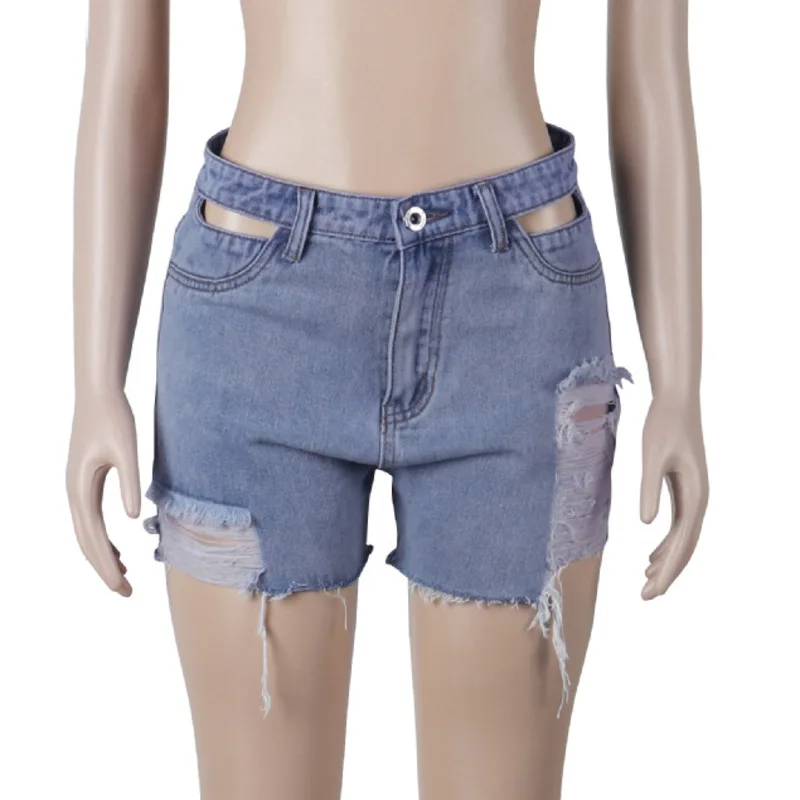 Solid Vrouwen Kleding Denim Shorts Uitsnede Taille Zomer Jeans Slanke Korte Broek Feminino Ripped Casual Broek