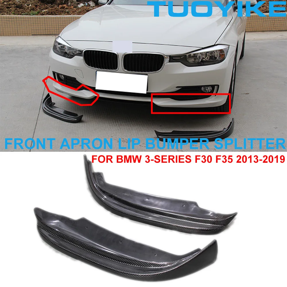 Car Real Dry Carbon Fiber Front Bumper Splitter Lip Apron Flap Wrap Angel Diffuser Guard Cover For BMW F30 F35 320 328 2013-2019