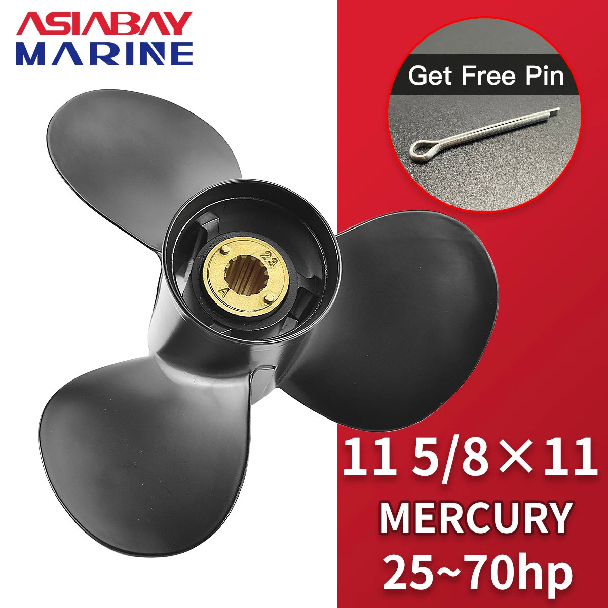 

11 5/8x11 For Mercury Marine 25 30 35 40 45 50 55 60 70 Hp Outboard Screw 11 5/8*11 Boat Motor Propeller 3 Blade 13 Spline Tooth