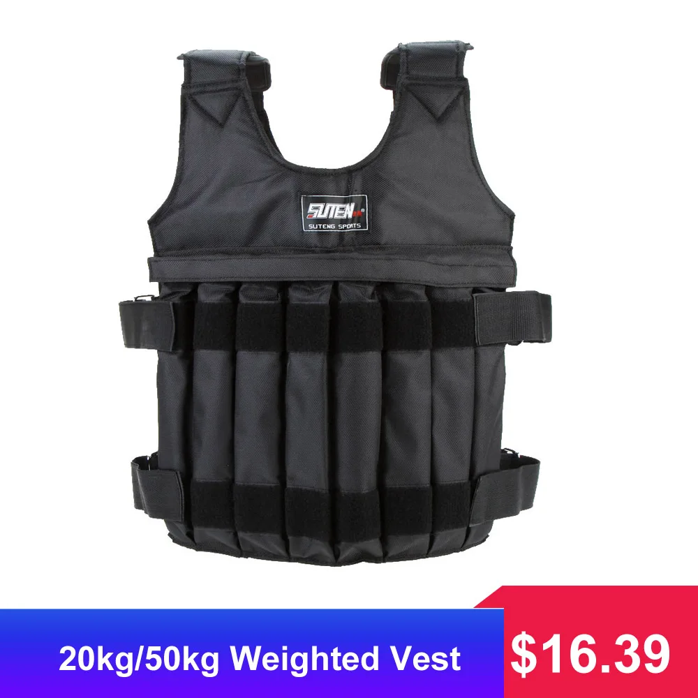 SUTEN 20kg/50kg Loading Weighted Vest For Boxing Training Workout Fitness Equipment Adjustable Waistcoat Jacket Sand Clothing