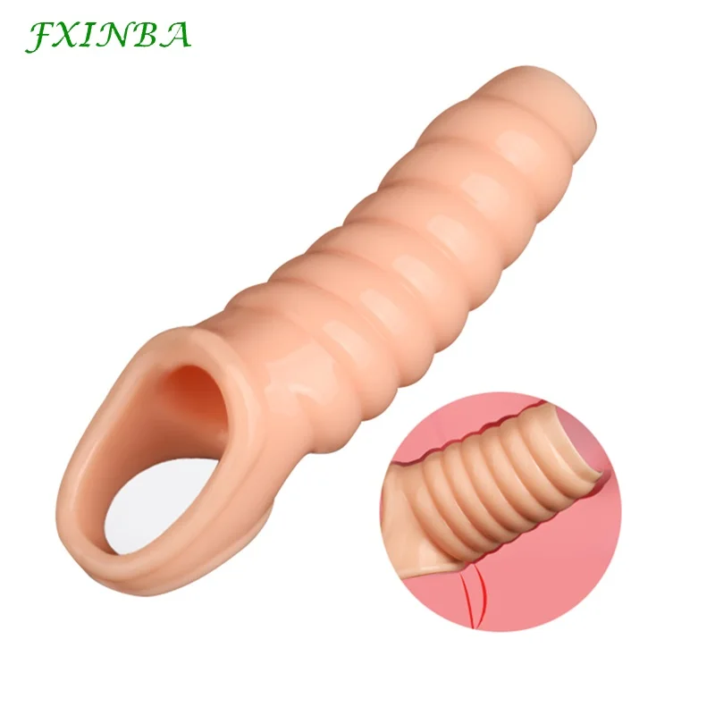 

FXINBA Silicone Penis Extender Sleeve Sex Products for Men Sex Delay Ejaculation Reusable Condoms Penis Enlargement Cock Rings