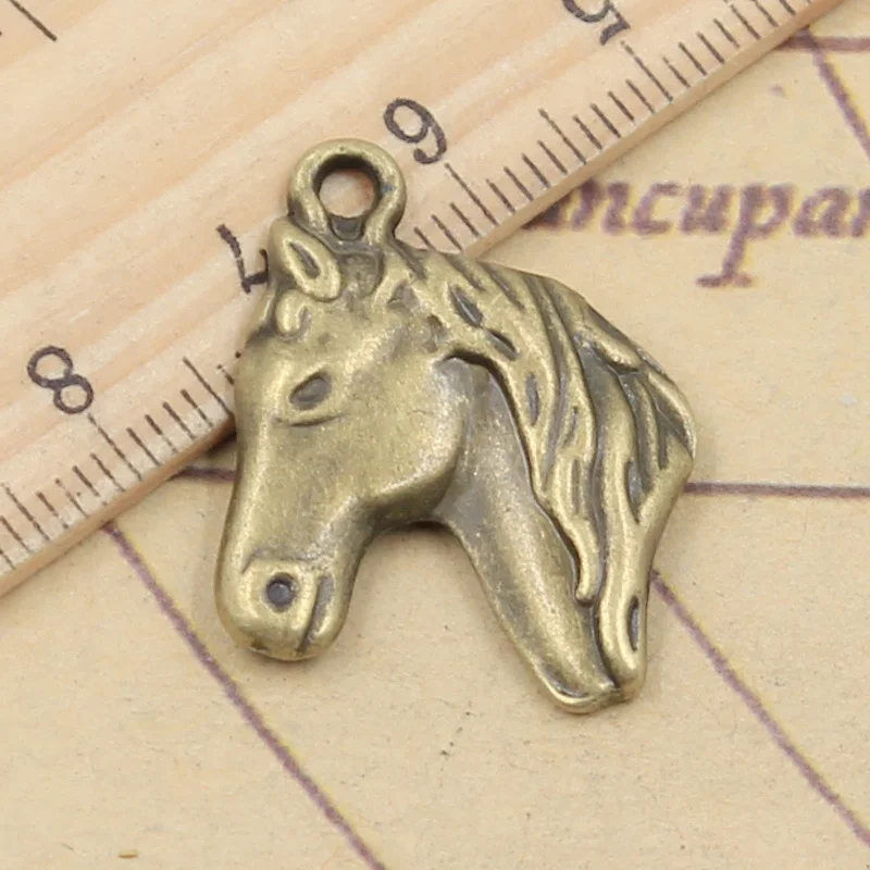 10pcs Charms Steed Horse Head 28x22mm Tibetan Bronze Silver Color Pendants Antique Jewelry Making DIY Handmade Craft