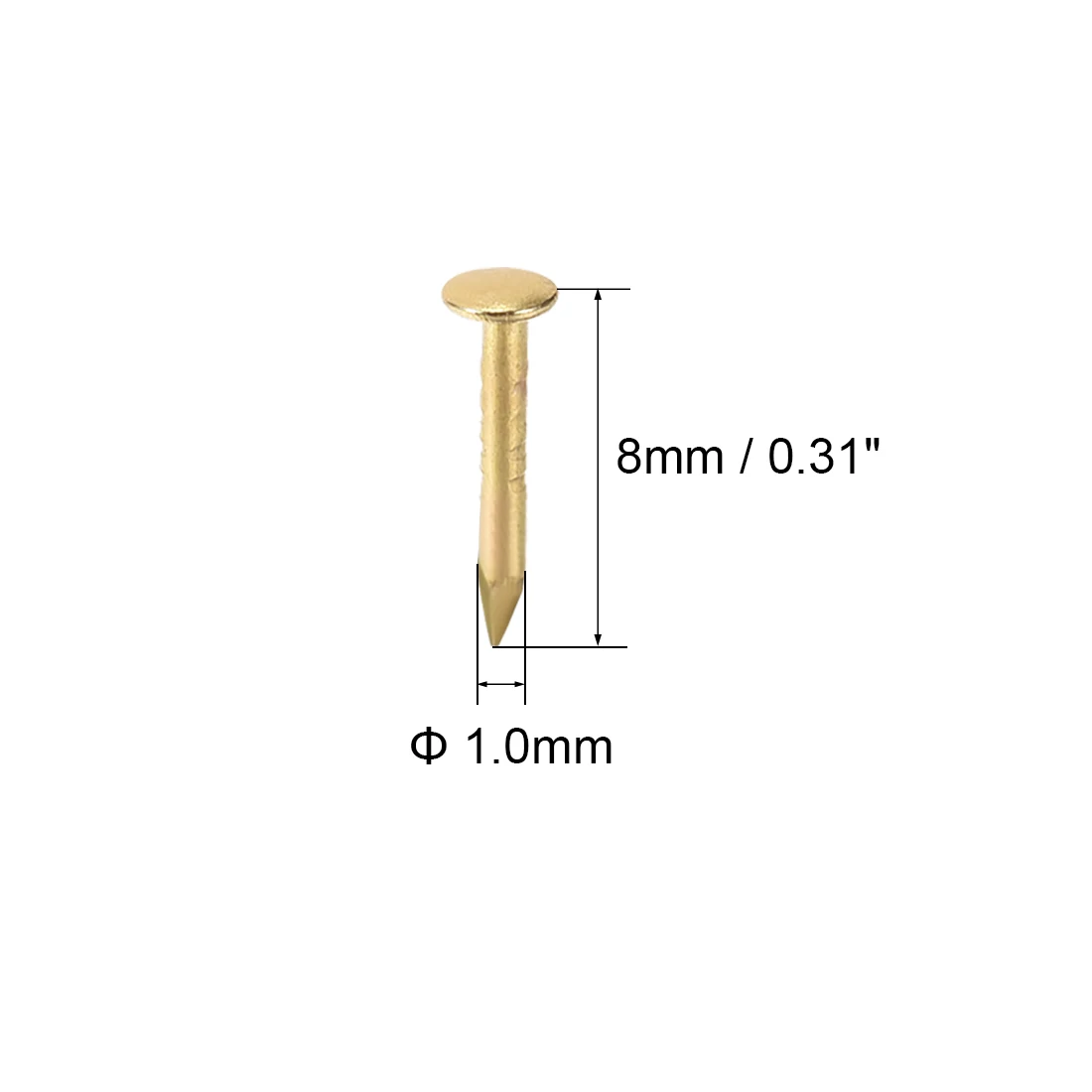 Uxcell 250pcs Small Tiny Nails 1mm x 8mm for DIY Decorative Household Accessories Gold Tone  for Home Garden DIY Application