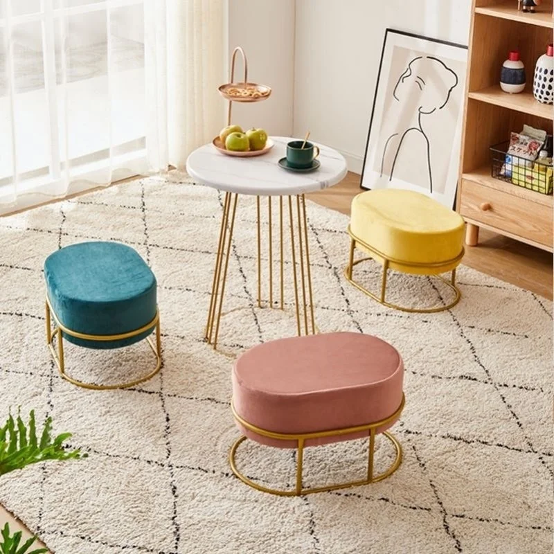 

Home Hold Small Bench Footstool Sofa Low Stool round Stool Internet Celebrity Light Luxury Living Room Coffee Table Stool