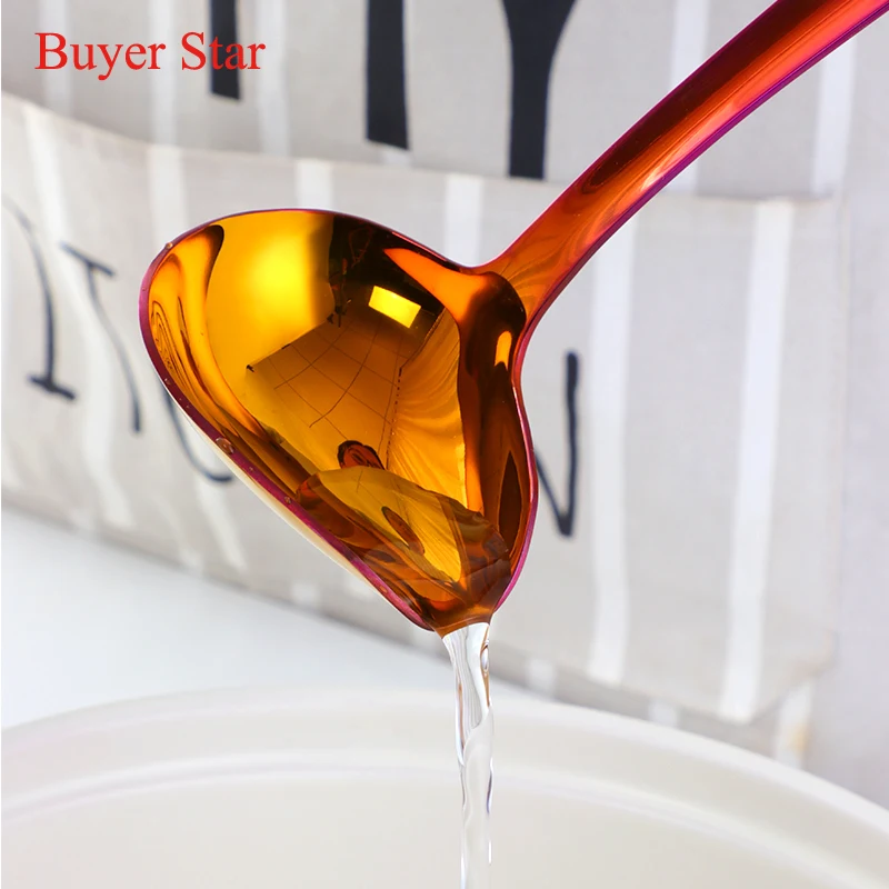 1pc/2pc Gold Tableware Stainless Steel Soup Spoon Small Sauce Ladle food Serving tools Metal Creative Oil Scoop Kitchen utensil