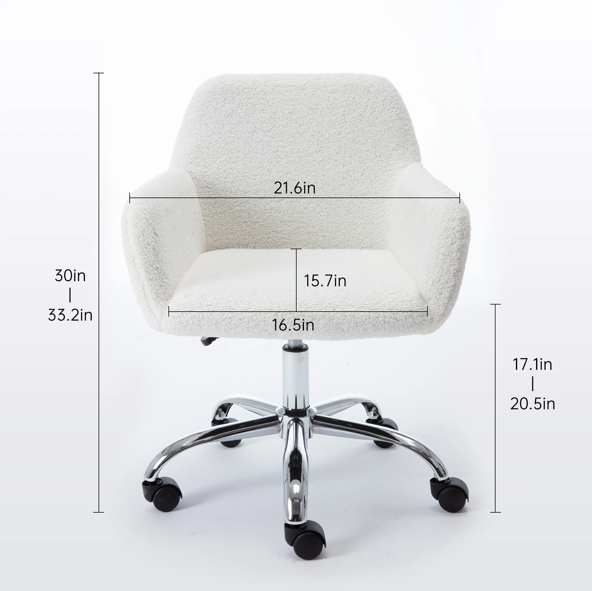 Rustic Sherpa Office Chair Home Computer Chair Adjustable Tasks Swivel Executive Chair Faux Fur Fabric Ivory[US-Depot]