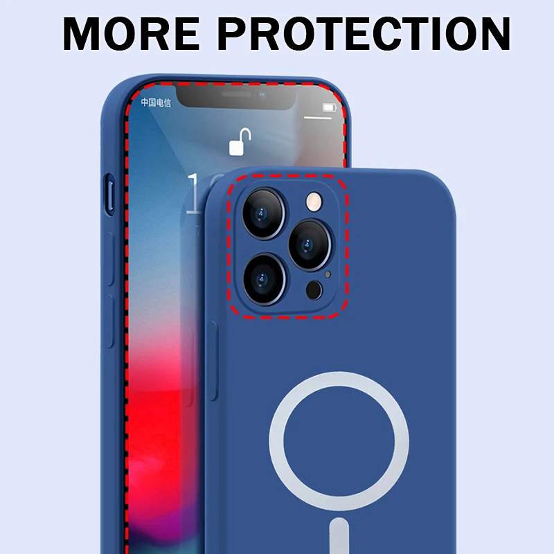 Liquid Silicone Magnetic Case for iPhone 12 13 11 Pro Mini Xr X Xs Max 8 Plus Wireless Charger Magsafing Magnet Shockproof Cover