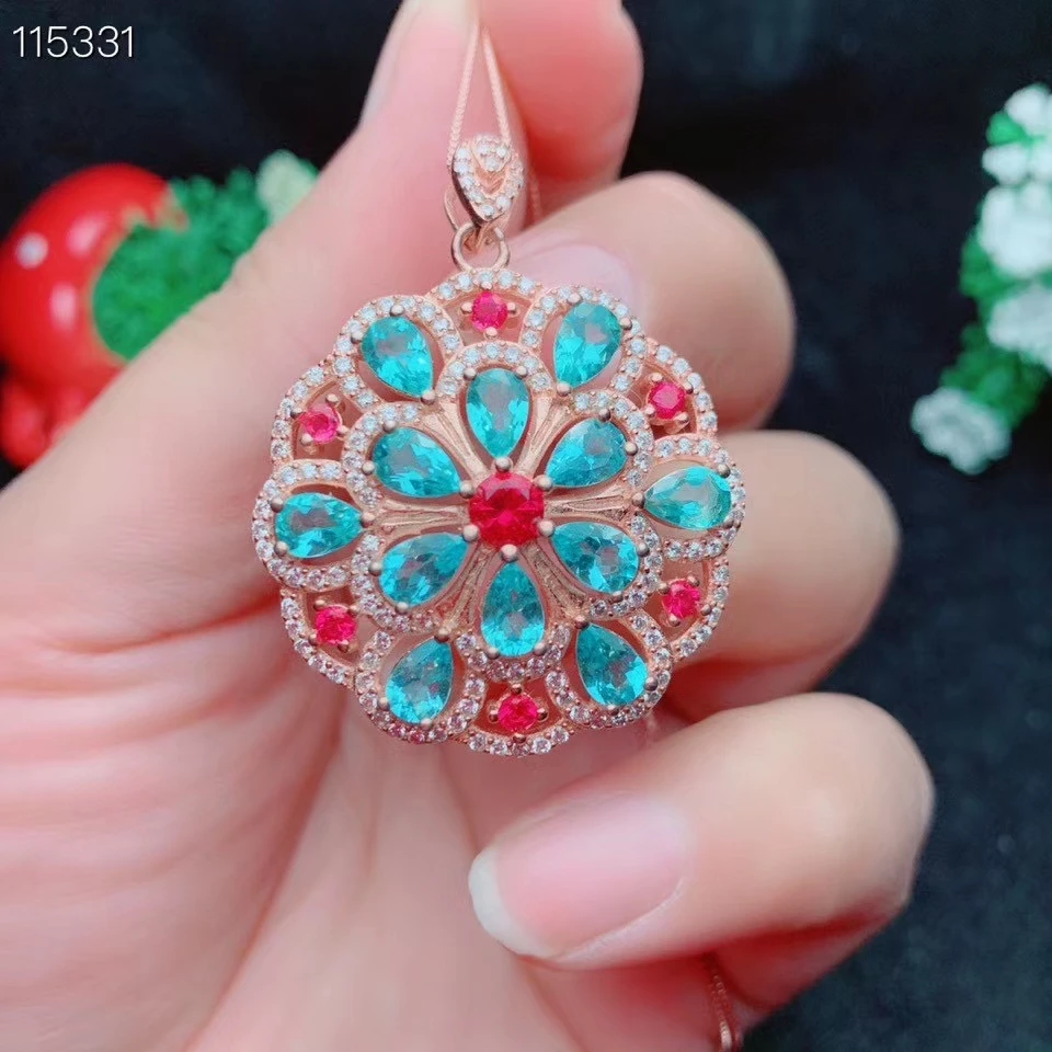 KJJEAXCMY Fine Jewelry 925 Sterling Silver inlaid Natural Apatite popular Female Woman Miss Girl Pendant Necklace