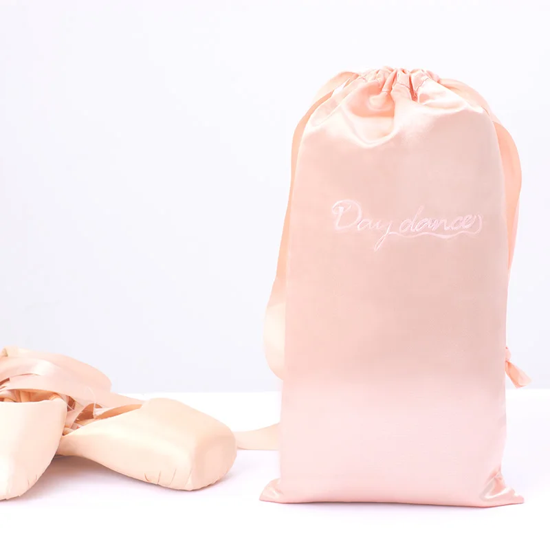 Drawstring Ballet Pointe Shoes Bags Satin Dance Slippers Bags Pink Accessory for Girls Women