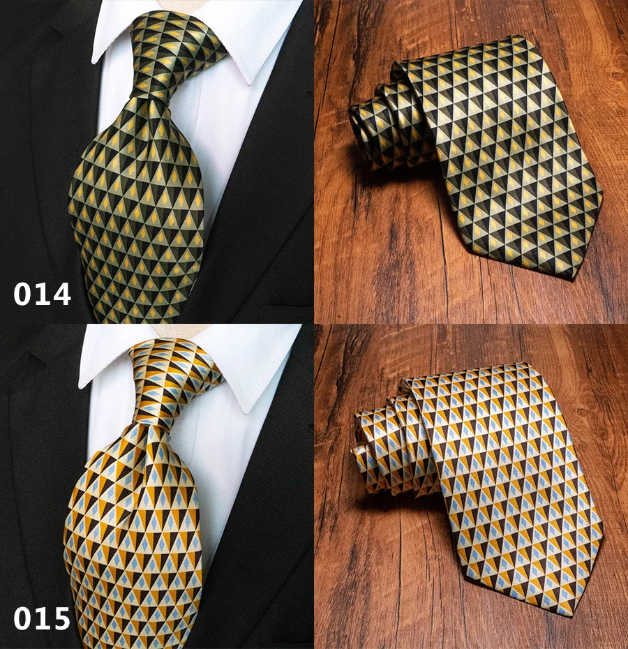 Classic Vintage Mens Tie Handmade 10cm 100% Silk Printed Necktie Geometric Checked Jacquard Ties For Man Business Wedding Gift