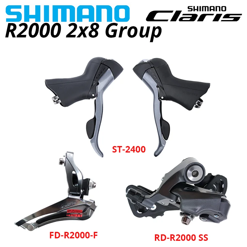 Shimano CLARIS R2000 Short Cage Rear Derailleur RD-R2000 SS 2x8s FD-R2000 Front ST-R2000 DOUBLE Road Bike Levers Bicycle 8s 8v