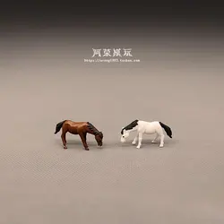 Mini Small Farm Animal Micro Landscape Pocket White Horse Brown Horse Model Collectible Figurine Action Figures Toys Home Decor