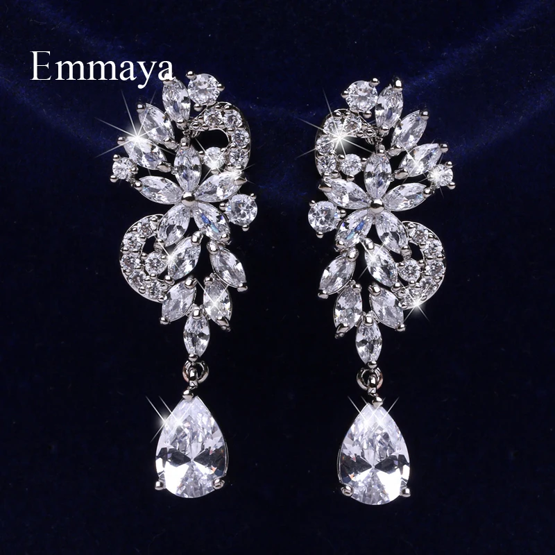 Emmaya New Charming Delicate Flower Modelling Earring For Women&Girls Ingenious Zirconia Jewelry Three Colors Banquet Dress-up