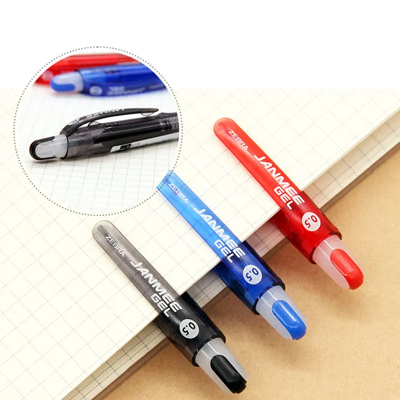 ZEBRA Gel Pen JANMEE JJZ68 0.5mm Pens For School  JK-0.5 Waterproof Refill Black/Blue/Red Press Type Office Stationery 3/5/6Pcs