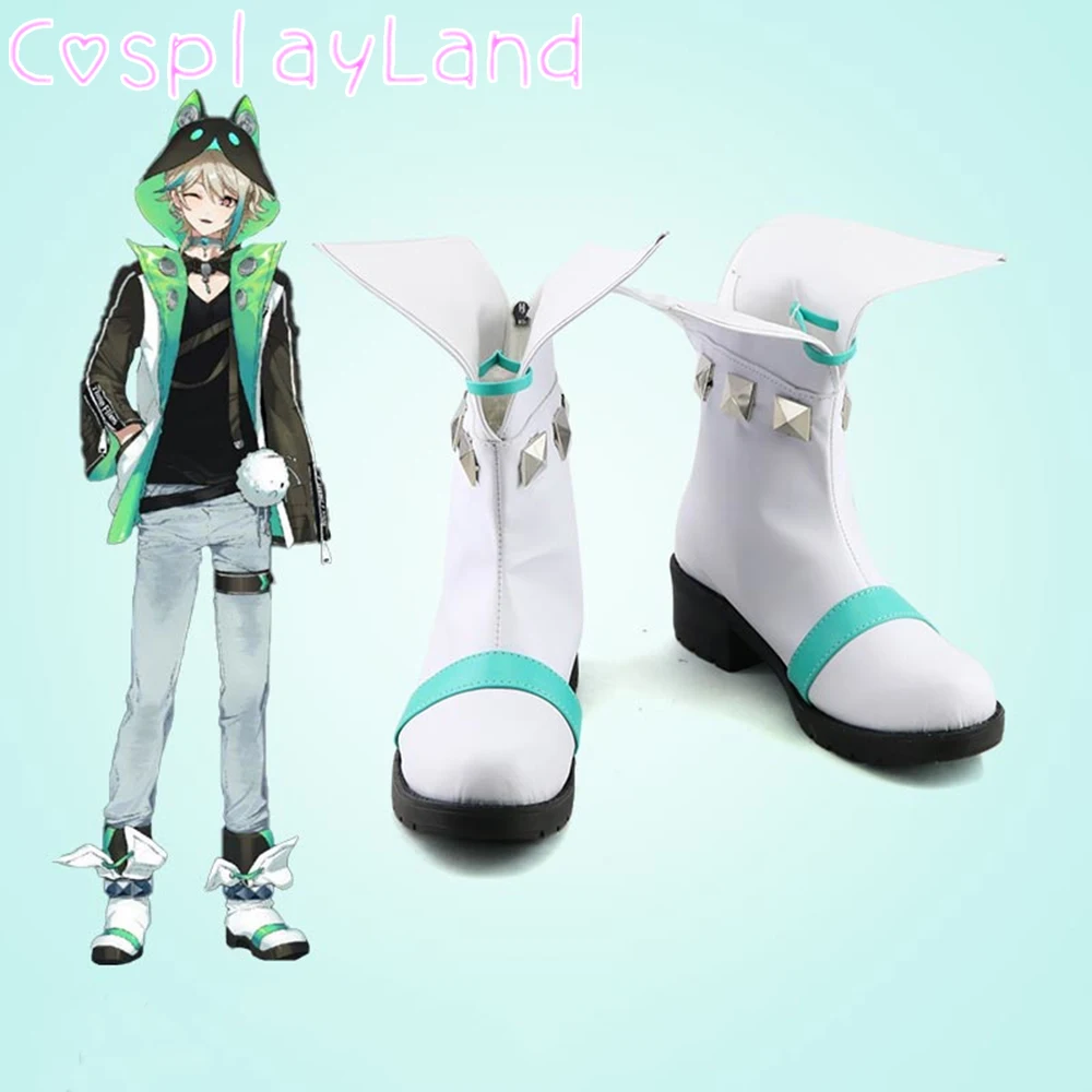 

Vtuber Aza White Cosplay Boots Shoes Leather Shoes Cosplay Accessories Halloween Party Shoes for Men Shoes