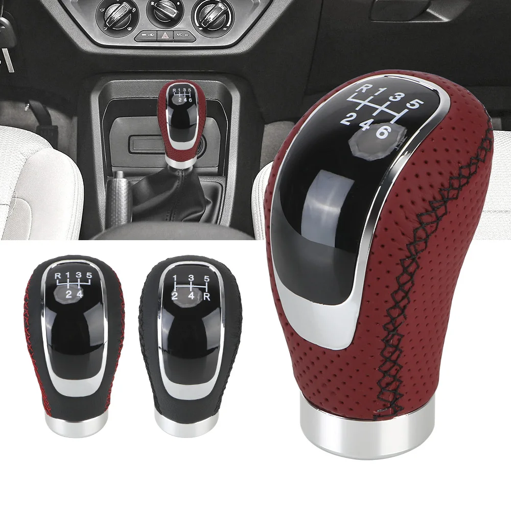 Manual Transmission Gear Shift Knob Car PU Leather 5/6 Speed Shifter Lever Car Accessories With Gear Knob Replaceable Cap Cover