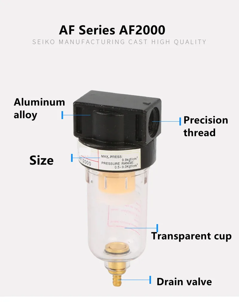 AF2000 1/4 filtro pompa aria separatore olio e acqua componenti pneumatici compressore d'aria