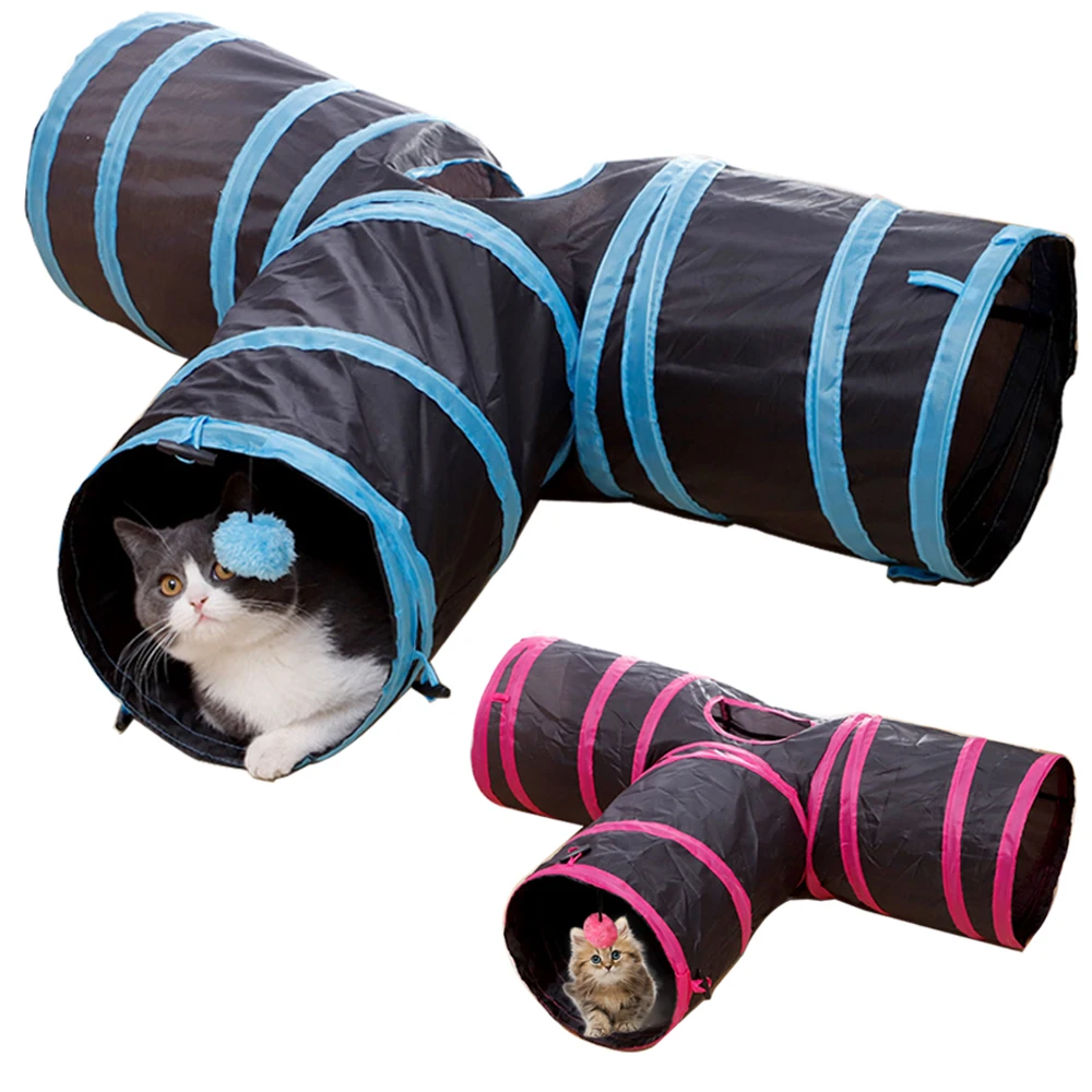 

Foldable Pet Cat Tunnel Toy Interactive Cat Teaser Tube Indoor Outdoor Pet Tunnel Training Exercising Hiding Cat Toy Supplies