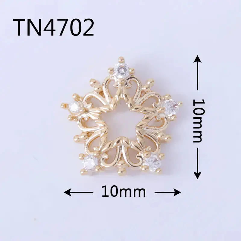 

10pcs TN4702 Flower Star Crown Alloy Zircon 3D Nail Art Crystal Jewelry Rhinestone Nails Accessories Supplies Decorations Charms